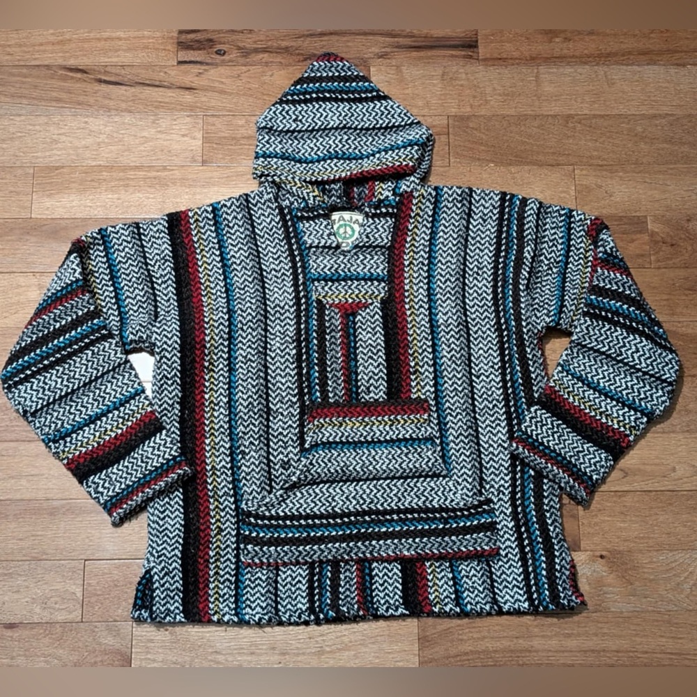 Baja Joe Mexican Baja Poncho Mediuk Hoodie Surfer Skater  Pullover